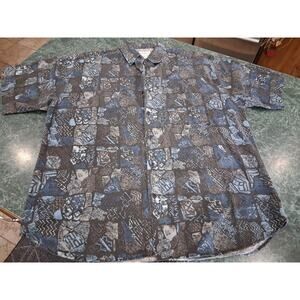 VTG 90s Sostanza Shirt Mens L Geometric Short Sleeve Button 100% Cotton Hawaiian